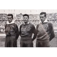Reprezentacja USA w lekkoatletyce - grafika sportowa z XI Letnich Igrzysk Olimpijskich w 1936 r. w Berlinie.